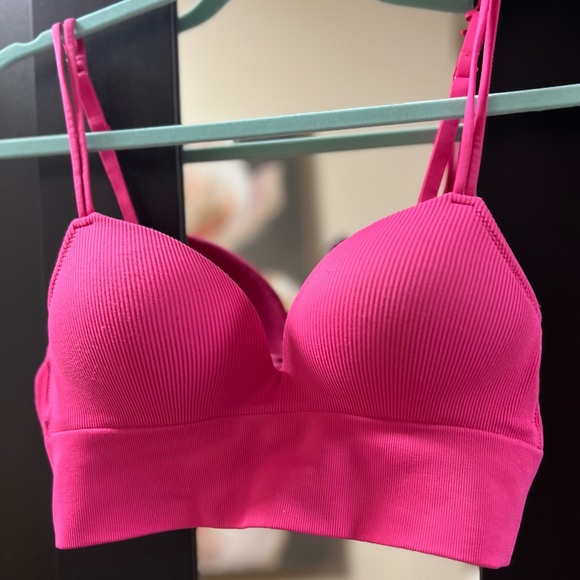 Hot Pink Ribbed Bralette - Picture 2 of 5